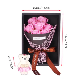 Simulace 7 Rose Mýdlo Květ Dárkový Box Malý Kytice, Dárek, Vánoce, Valentine Den Dar