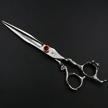 7 palcový profesionální kadeřnické nůžky řezání nůžky barber nůžky pet nůžky dragon tvarovaná rukojeť 440C