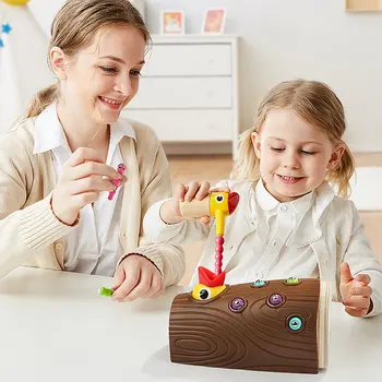 Dřevěné Magnetické Datel Chytit Červy Hry, Vzdělávací Děti, Hračky Inteligence Vývojové Hračky Dárek Pro Děti