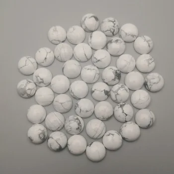 12mm Bílá Tyrkysů přírodní kámen Prsten korálky kulatý kabošon pro výrobu Šperků 50ks Módní Kouzlo příslušenství, žádná díra