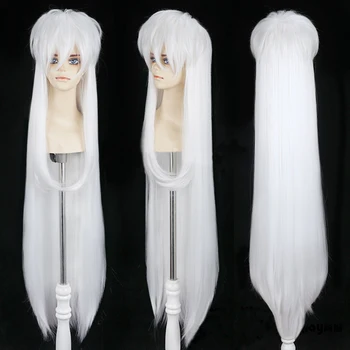 Inuyasha 100cm Dlouhé Bílé Stylizované Sesshoumaru Cosplay Kostým Paruka Tepelná Odolnost Vláken Vlasy