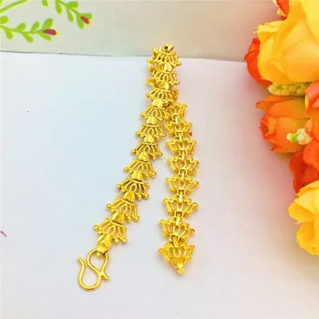 Módní 14 K Gold Náramek pro Ženy, Svatební Zásnubní Šperky 10mm Rozšířit Koruny Náramek nezmizí Žluté Zlatý Řetízek Náramky
