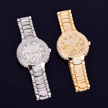 Hip hop Pánské Dámské hodinky Malé Dial Vojenské Quartz Hodiny Luxusní Drahokamu Obchodní Vodotěsné náramkové hodinky Relogio 19.2 cm