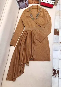 2019 módní ženy pletené mořská panna dlouhý rukáv šaty
