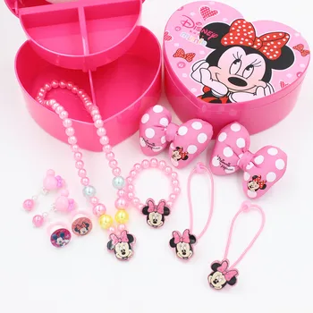 Disney dětské karikatury Mickey Mouse vlasy, klip, hlava lano, prsten, náhrdelník, náramek, náušnice, dívka, dárek k narozeninám pokrývky hlavy Úložný box