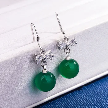 925 Pramene Smaragd Nefrit Šperky Náušnice, Přírodní Zelená Achát Chalcedon Drahokam Drop Granát Diamant pro Ženy