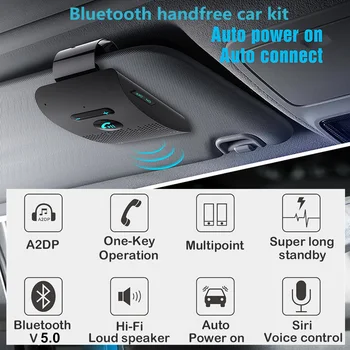 Bluetooth Handsfree Sada do Auta 4.2 Sluneční Clony klip Bezdrátový Audio Přijímač, Reproduktor Hlasitý Reproduktor Hudební Přehrávač Duální Mikrofon
