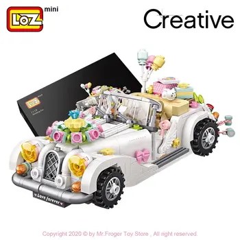 LOZ Mini Stavební Bloky Bílé svatební auto Assemable Děti Vzdělávací Hračky pro Děti, Creator, Technic Dívky Hrát House