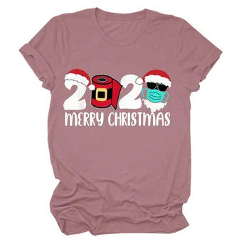 Vtipné Vánoční Tričko Karantény Vánoční 2020 tričko Santa Claus na Sobě Masku Graphic Tee Veselé Vánoce Košile vánoční Dárek