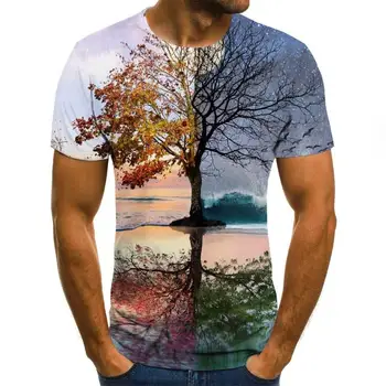 2020 Nové módní Pánské 3D T-shirt Ležérní Krátký Rukáv O-Neck Fashion Přírody Tištěné t košile Muži Odpaliště