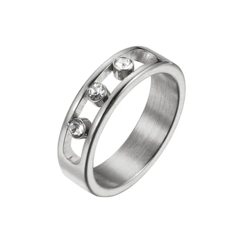 Personalizované Tři Crystal Prsteny pro Ženy Rose Gold Barva Nerez Vysoce Leštěný Ženy Snubní Prsteny Šperky