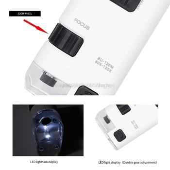 80-120X LED Mobilní Telefon Mikroskop Univerzální Clip-typ mobilní Telefon Mikroskop, Lupa s LED světlo Lupy Lupa D29 dropship