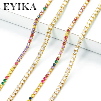 EYIKA nejnovější duhové Zirkony Kámen chocker náhrdelník Ženy Beach Šperky collares de moda barva zlata 40cm pro Strana/Dárek