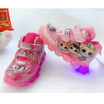 LOL Překvapení Doll Boty Dívky Blikající Boty LED Karikatura Dámské Tenisky Non-slip Boty Ležérní Obuv Pink/růžové