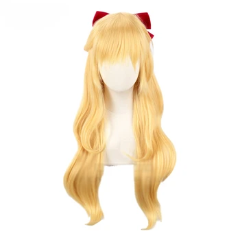 Sailor Venus Cosplay Paruky Sailor Moon Minako Aino Blondýna Volné Vlna Dlouhé Tepelně Odolné Syntetické Vlasy Anime Kostým Paruka