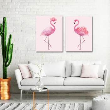 Svěží A Jednoduchý Zvíře Flamingo Plátno Obraz Umění Abstraktní Vytisknout Plakát, Obraz Zeď Obývací Pokoj Ložnice Domácí Dekoraci