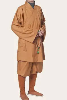 Unisex Silné Podzimní A Jarní Buddhistické mnichy shaolin uniformy, obleky arhat kung-fu bojových umění oblečení yellowgray
