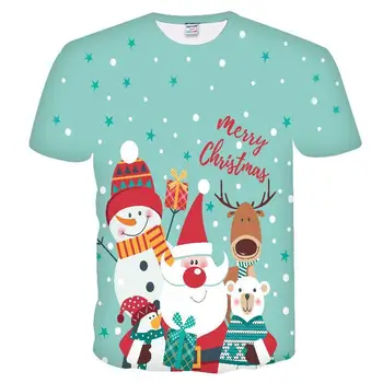 Vtipná trička Vánoční T-košile Muži Xmas Trička Ležérní Santa Claus T košile 3d Sněhulák Print Party Tričko Tištěné Krátký Rukáv