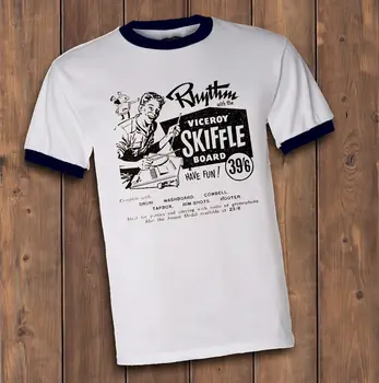 Bavlna Krátký Rukáv O-Neck Skiffle Board T Shirt, Vintage 50 JE Cítit Skiffle Desky Inzerát, Hudby Rockabilly Košile
