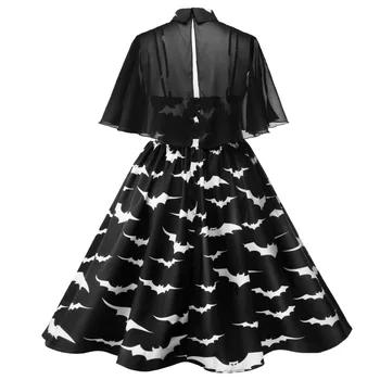 Ženy Vintage Gothic Šaty Plus Velikost 2020 Módní Dvoudílné Ok Plášť, Rukávy Bat Tisk Halloween Retro Goth Party Šaty