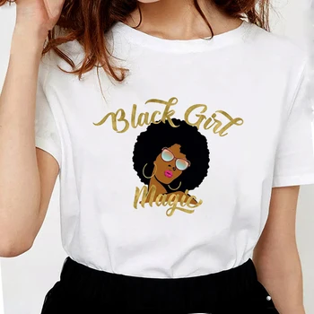 Černá Holka, Kouzlo T-shirt Ženy Nové Letní Harajuku Dopis, T-košile pro ženy Měkké Bavlněné Krásné Africké Bílé Topy S301