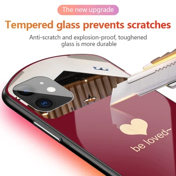 Luxusní Roztomilé Oválné ve tvaru Srdce Tvrzeného Skla Telefon Pouzdro Pro iPhone 12 11 Pro Max XSmax XR X SE 8 7 6 Plus Zrcadlo Silikonový Kryt