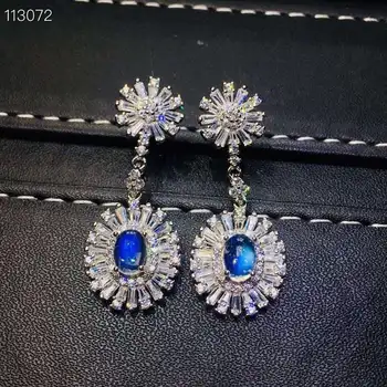 [MeiBaPJ]Přírodní měsíční Kámen, Drahokam Luxusní Květinové Náušnice Real 925 Sterling Silver Jemné Kouzlo Šperky pro Ženy