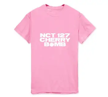 2017 letní styl nct 127 album cherry bomb tisk o krk tričko kpop módní unisex volné krátký rukáv t-shirt k-pop