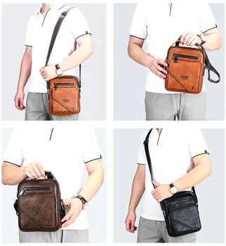 JEEP BULUO Pánské Messenger Bag Slavné Značky Muži Tašky přes Rameno Kožená Crossbody Tote Pro iPad Muži Módní Obchodní Novou Kabelku