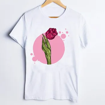 Trička pro Ženy Tisk Akvarel Květinové Květina Elegantní Styl Dámské Tričko Oblečení Lady Topy Ženské Oblečení Dámské T-Shirt
