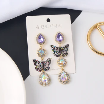 MWSONYA Nové Módní korejský Motýl Waterdrop Houpat Náušnice Pro Ženy Elegantní Party Holiday Šperky Pendientes