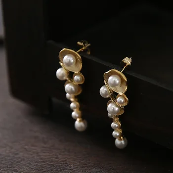 Místě! Hot style! QingHuan obyčejný Stylista hand made na Tchaj-wanu Šneci jsou přírodní pearl ucho 925 sterling silver needle