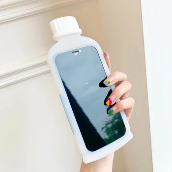 3D Roztomilý Vody Pít Láhev Telefon Pouzdro Pro iPhone 12Pro MAX Případě 12mini 11Pro XR XS MAX 6 7 8Plus Kreslený Tvar Láhve, Měkký Kryt