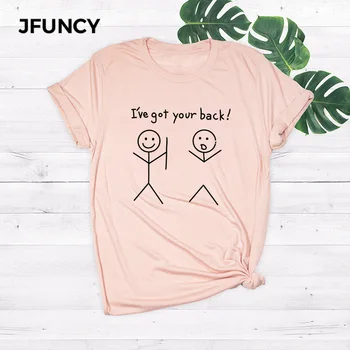 JFUNCY mám Záda Vtipné Trička Ženy Bavlněné Tričko Kawaii Girls Tee Topy Módní Ženy T-shirt Šaty Pokles Lodní dopravy