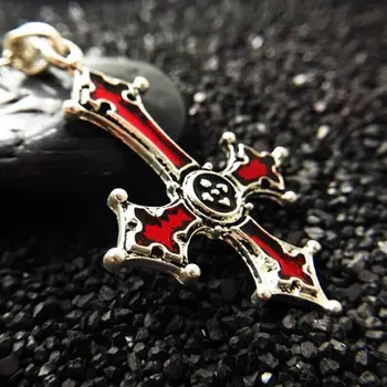 Červené Krvavé Obrácený Kříž Přívěsek Náhrdelník Vintage Přívěsek Gotický Kříž Náhrdelník Ďábla, Lucifera, Satana Satanic Šperky