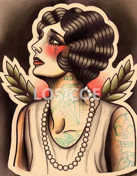 Vintage Tetování Vzorované Plakáty, papír Kraft Vnitřní nátěry Obnovit Zeď Nálepka Bar, Kavárna, Domácí Výzdoba 30X40 CM
