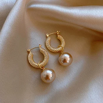 2020 korejský nový design, módní šperky francouzské vysoký smysl kovové náušnice pearl náhrdelník ženy elegantní Náušnice
