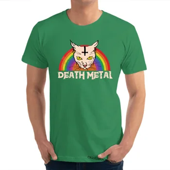 Heavy Metal Satanské Kočka Duha Grafiky na Míru Normální, Bavlna O-Neck Pánské T Shirt Tisk Topy Tees Rodiny T-košile