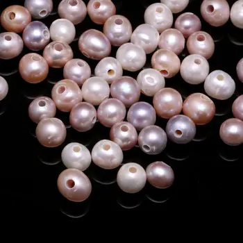 10 Přírodní Sladkovodní Pearl Korálky Pro DIY Šperky Náhrdelník, Náramky, Náušnice Kulového Otvoru:2mm Bílá Růžová Fialová