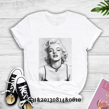 Marilyn Monroe tištěné T-košile dámské ležérní krátký rukáv T-shirt top jsem Dan nezajímá 90. let Harajuku ženy T-shirt letní tričko