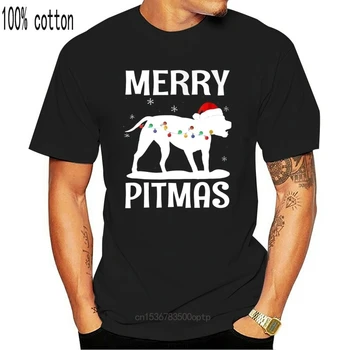 Veselé Pitmas Vtipné Vánoční Pitbull Pyžama Černé Tričko Velikost S-3Xl Značky Módní Tričko