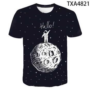 3D Tištěné Astronaut T shirt Muži Ženy Děti Letní Krátký Rukáv Galaxy Space T-shirt Ležérní Moon Tee Cool Boy Girl Děti Topy
