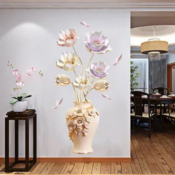 3D Květinové Samolepky na Zeď Krásy Lednice, Tapety, Domácí Výzdoba Ložnice, příslušenství, Obývací Pokoj Dekorace Estetické Lepidlo Plakát