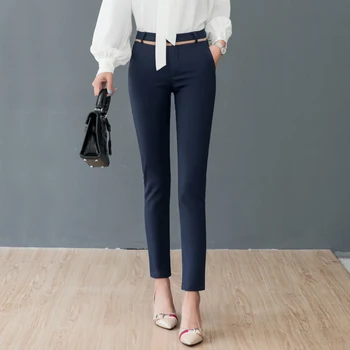 Ženy Kalhoty, Módní 2020 Jaro Vysoký Pasu Office Lady Kalhoty pracovní Oděvy Kotník-délka Ležérní Ženy Elastické Slim Tužka Kalhoty