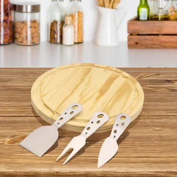 Jaswehome 4ks Sýr Sada Nožů na Sýr Sýr Nůž Kráječ Kit Užitečné kuchyňské Nářadí Dřevěné prkénko