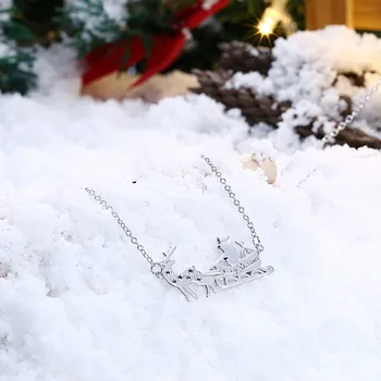 Hemiston Sobí Sáně Přívěskem Náhrdelník s Barevnými Zirkony Módní Šperky, Vánoční Dárek, Dárek, Délka: 45cm TN207