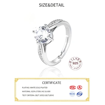 CZ Originální 925 Sterling Silver Prsten Crystal Vlna Prsteny pro Ženy Výročí Svatby Šperky Dárek nastavitelná