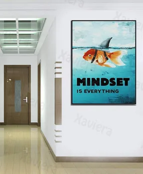 Severské Moderní Malířské Plátno Žralok Obrací Na Ryby Kreativní, Inspirující Umění Zdi Plakát Domácí Dekoraci Umění Výstavní Kanceláře