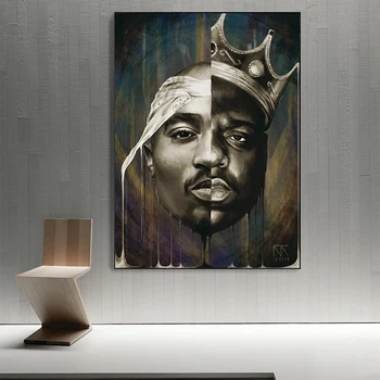 Moderní Portrét Velkých A Tupac Malířské Plátno 2Pac Plakáty a Tisky Umění Zdi Obraz pro Obývací Pokoj Domácí Dekoraci chladící vitrína cuadro