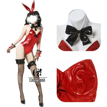 ROLECOS Anime Date A Live Cosplay Kurumi Tokisaki Sexy Červené Kombinézy Bunny Girl Cosplay Kostým Halloween Ženy, Punčochy, Rukavice